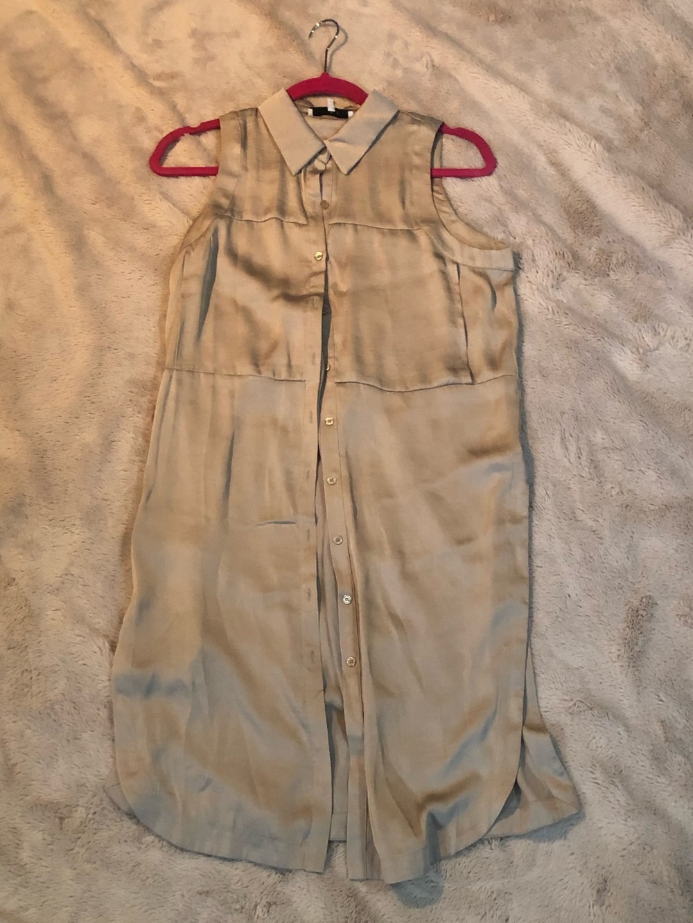 RO & DE Women’s S Brown Collared Button Up Sleeveless Tunic Shirt